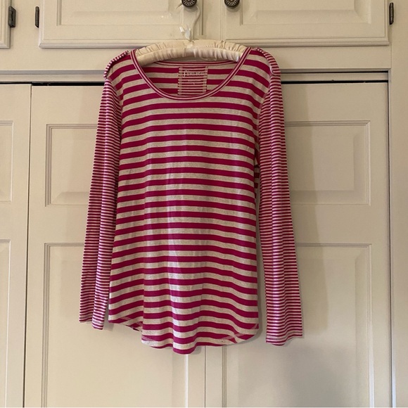 Silverwear striped pink top with fun shoulder buttons size large - Picture 1 of 6